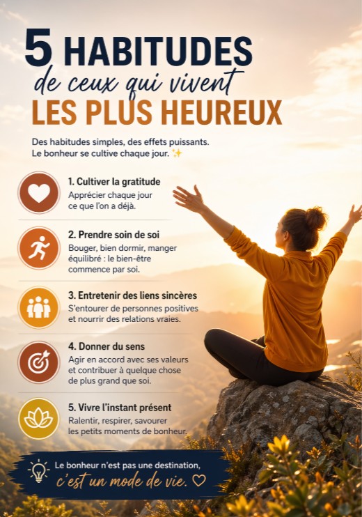 Le bonheur, être heureux, Coaching, communication, Intelligence Emotionnelle, habitudes, conseils